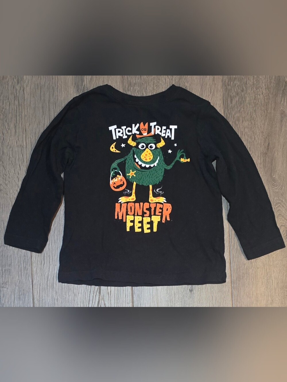 Jumping beans Black Long Sleeve 'Monster Feet' Halloween Tee with Monster 3T